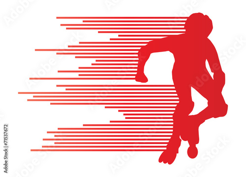 Roller skating silhouettes vector background winner concept