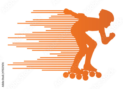 Roller skating silhouettes vector background winner concept