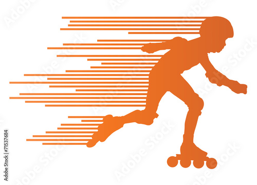 Roller skating silhouettes vector background winner concept