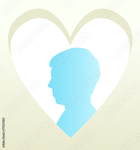 Fototapeta Naklejka Na Ścianę i Meble -  Man head in heart vector background concept
