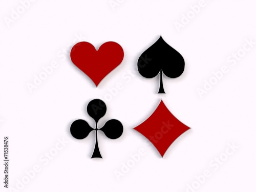 Glossy symbols of playing cards 3d image