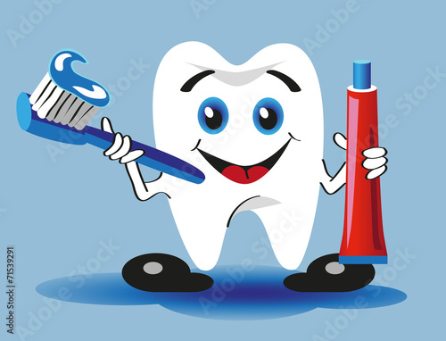 tooth, toothbrush and toothpaste