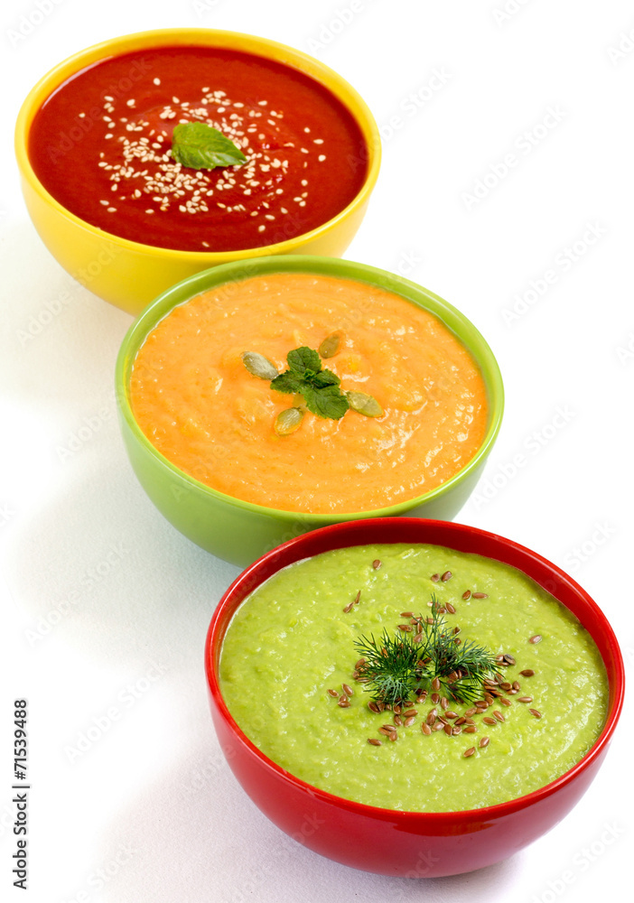 Three fresh soups Three fresh soups