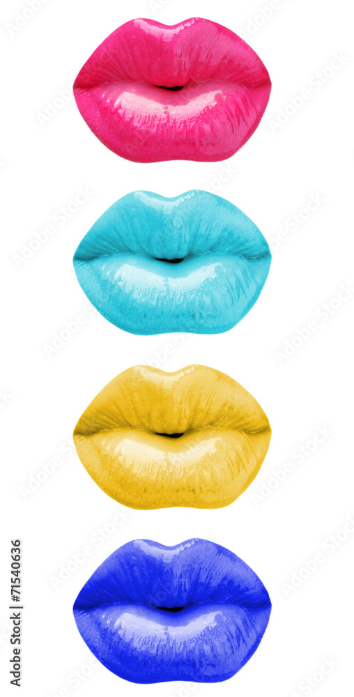 Colorful female lips isolated on white Colorful female lips isolated on white