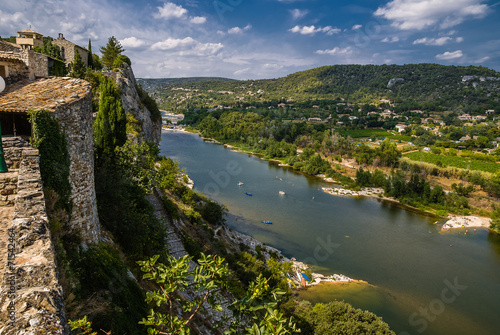 Aiguèze Alongside canyon of Ardeche river in France.