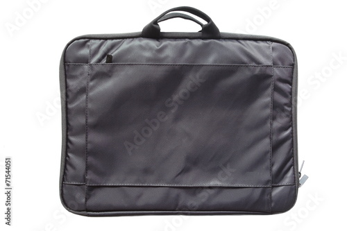 Black plastic computer notebook case isolated on a white