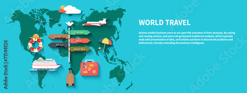 Icons set of traveling and planning a summer vacation