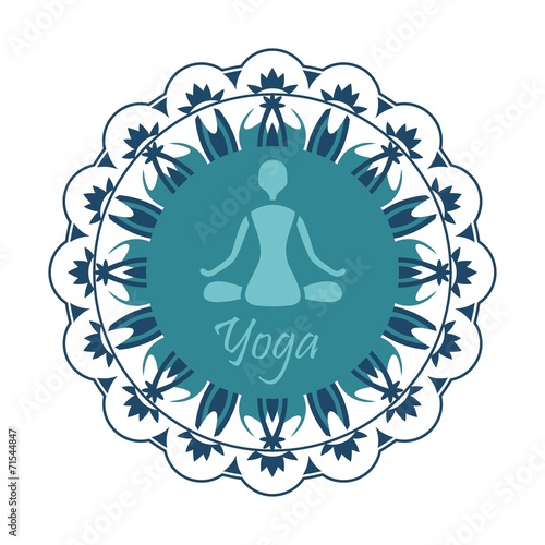 yoga silhouette in the Lotus position on the background of the o