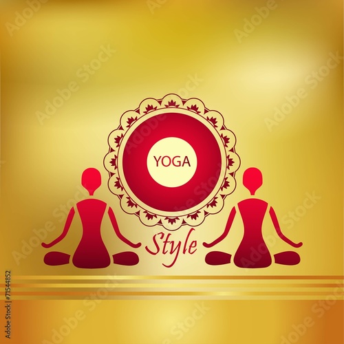 yoga style two figures on a gold background design