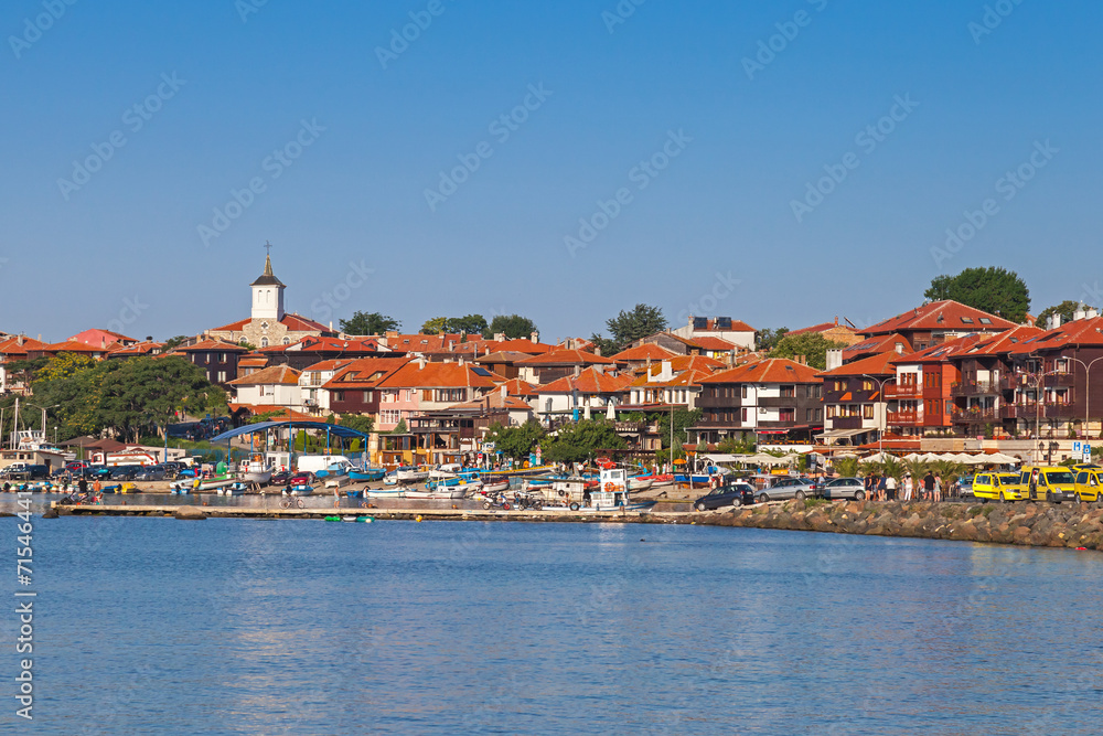 Panoramic view of ancient town on the coast. Nessebar, Bulgaria