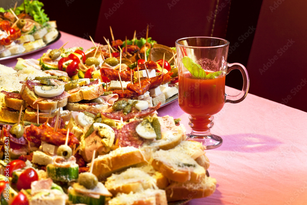 served appetizers on the table served appetizers on the table