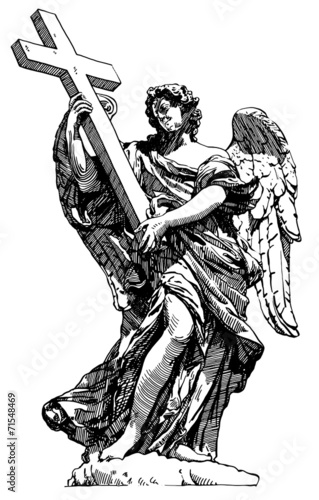 digital drawing marble statue of angel from the Sant'Angelo