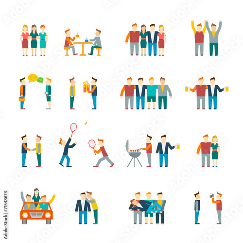 Friends icons flat