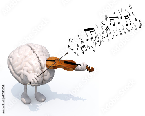 human brain with arms and legs who plays the violin