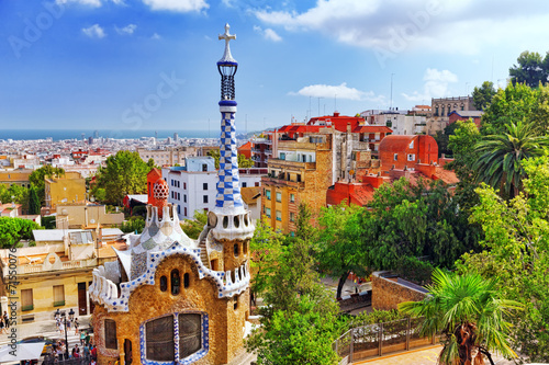 BARCELONA, SPAIN - SEPT 02,2014 :Gorgeous and amazing Park Guel