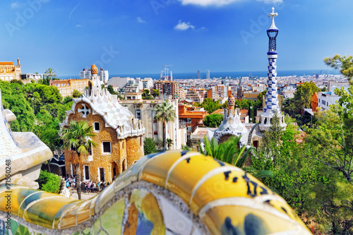 BARCELONA, SPAIN - SEPT 02,2014 :Gorgeous and amazing Park Guel