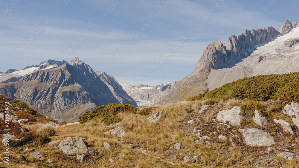Riederalp, Dorf, Fusshörner, Walliser Alpen, Aletsch, Schweiz