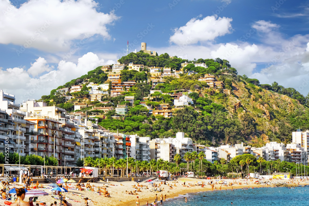 Seafront, beach,coast in Spain. Suburb of Barcelona, Catalonia