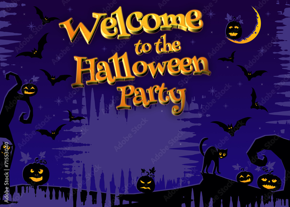 Welcome to the Halloween Party poster 3D lettering