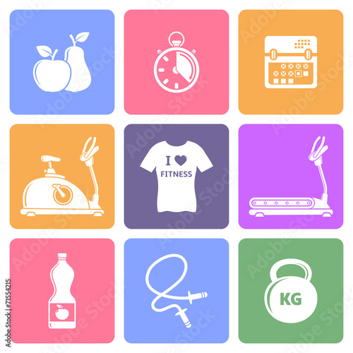 Fitness icons, flat design vector