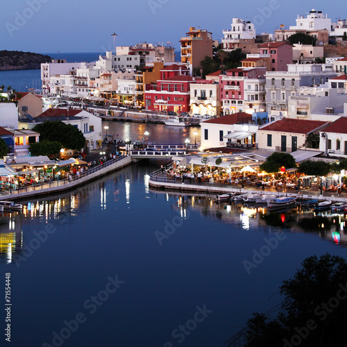 Agios Nikolaos City at Night  Crete  Greece