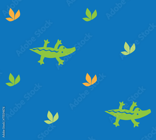 Seamless pattern with funny crocodiles