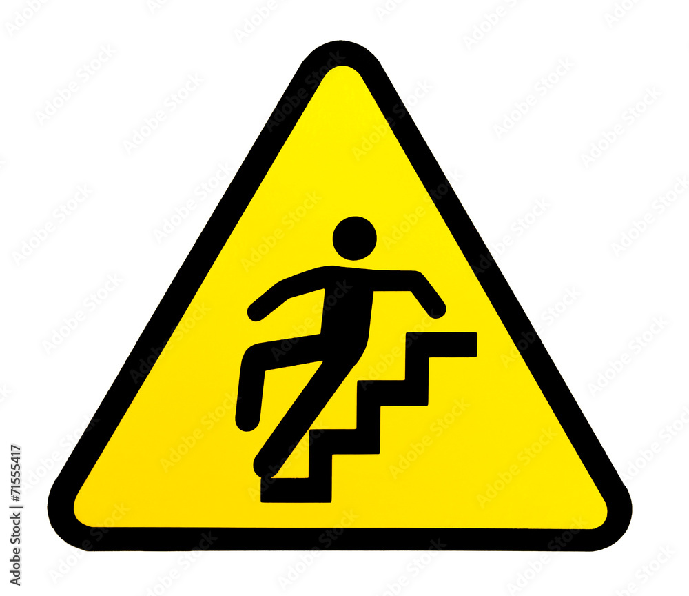 Sign warning for slippery stairs when wet Sign warning for slippery stairs when wet