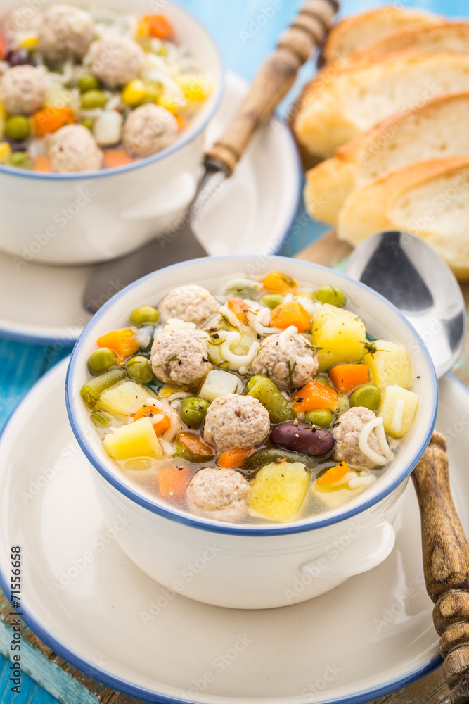 Meatball soup with vegetables Meatball soup with vegetables