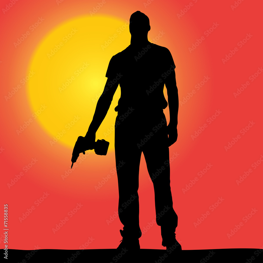 Vector silhouette of a worker. Vector silhouette of a worker.
