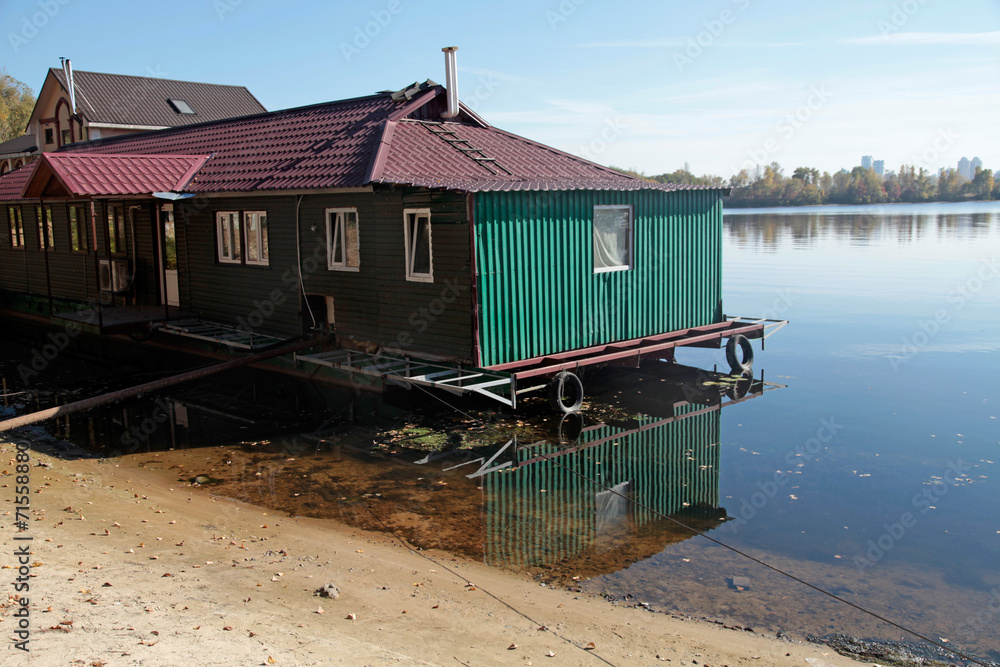 little green house on the bank of the Dnieper river, Kiev