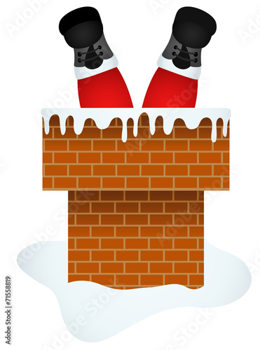 Santa Claus entering through the Chimney