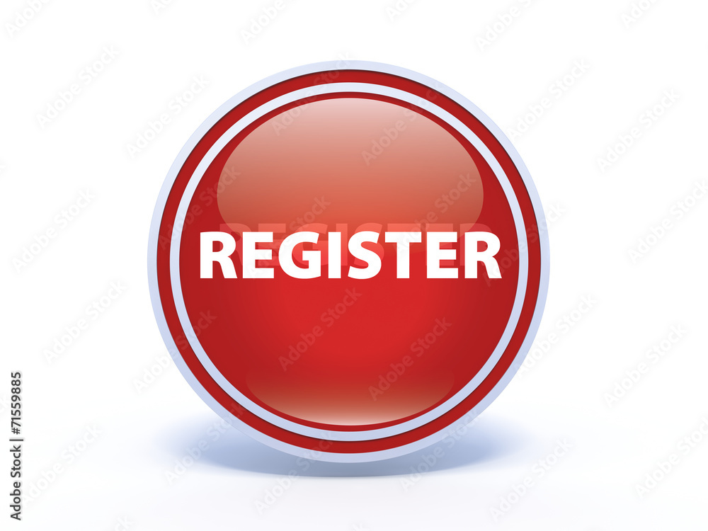 register circular button on white background register circular button on white background