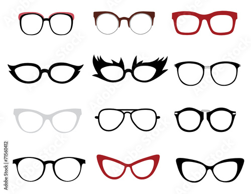 Vector set of illustrations of stylish and funny glasses photo