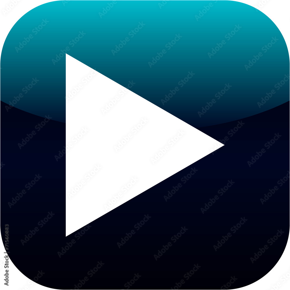 play blue square glossy web icon on white background play blue square glossy web icon on white background