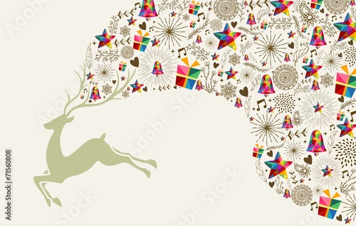 Vintage Christmas reindeer jumping