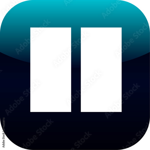 blue pause button isolated on white background