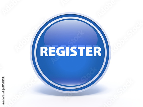 register circular button on white background