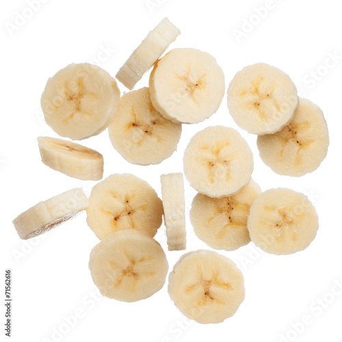 Banana slices isolated on white background