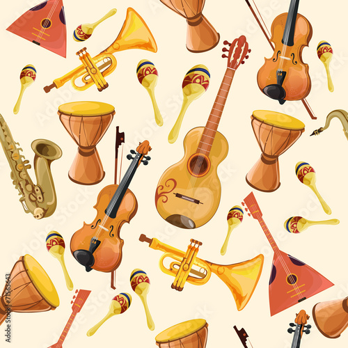 Music instruments seamless pattern