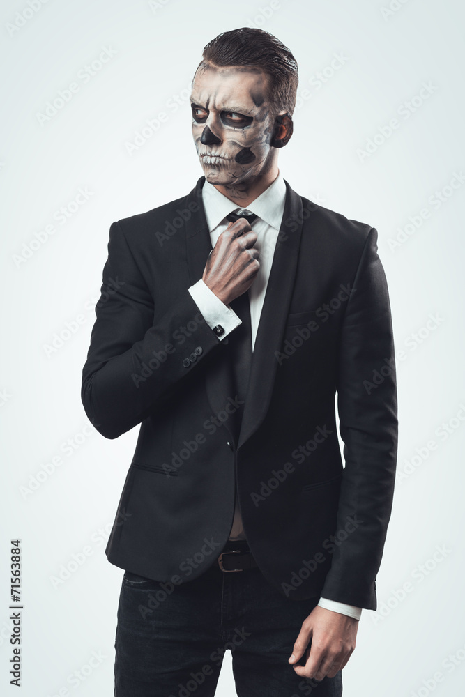 suspicious businesswoman with makeup skeleton suspicious businesswoman with makeup skeleton