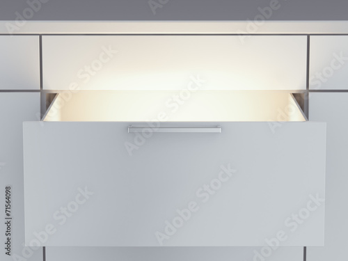 Opened drawer with light inside Fototapet