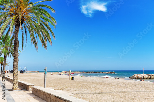 Seafront, beach,coast in Spain. Suburb of Barcelona, Catalonia © BRIAN_KINNEY