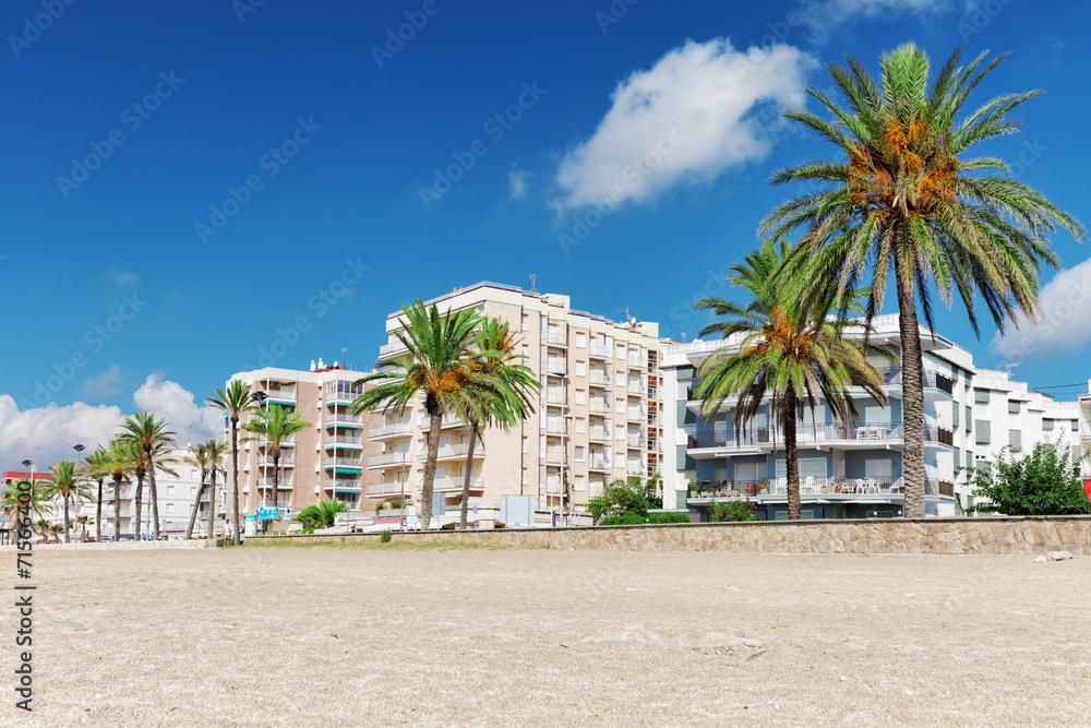 Seafront, beach,coast in Spain. Suburb of Barcelona, Catalonia Seafront, beach,coast in Spain. Suburb of Barcelona, Catalonia