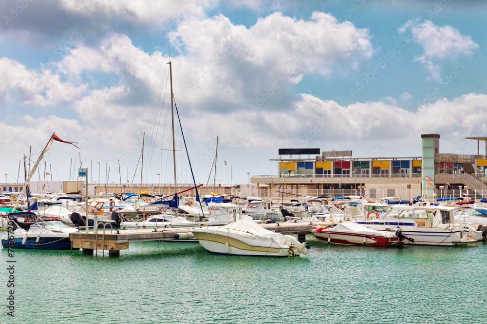 View on moorage of yacht's in  sea port. Spain