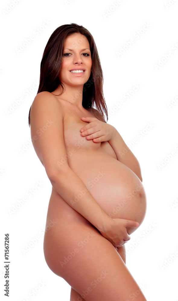 Delicate pose of a pregnant woman with naked torso Delicate pose of a pregnant woman with naked torso