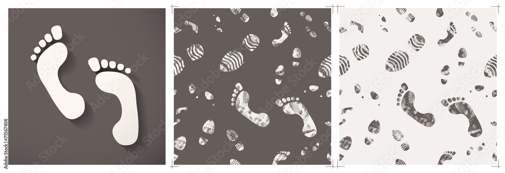 Footprints Pattern - obrazy, fototapety, plakaty 