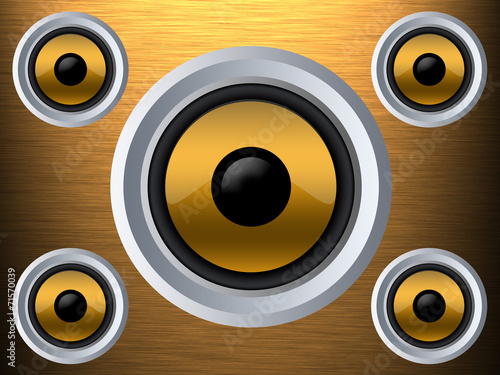 Speaker on a gold metal texture