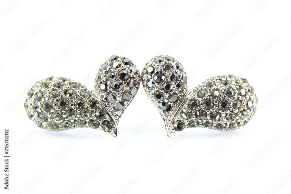 Earrings isolated on a white background Earrings isolated on a white background