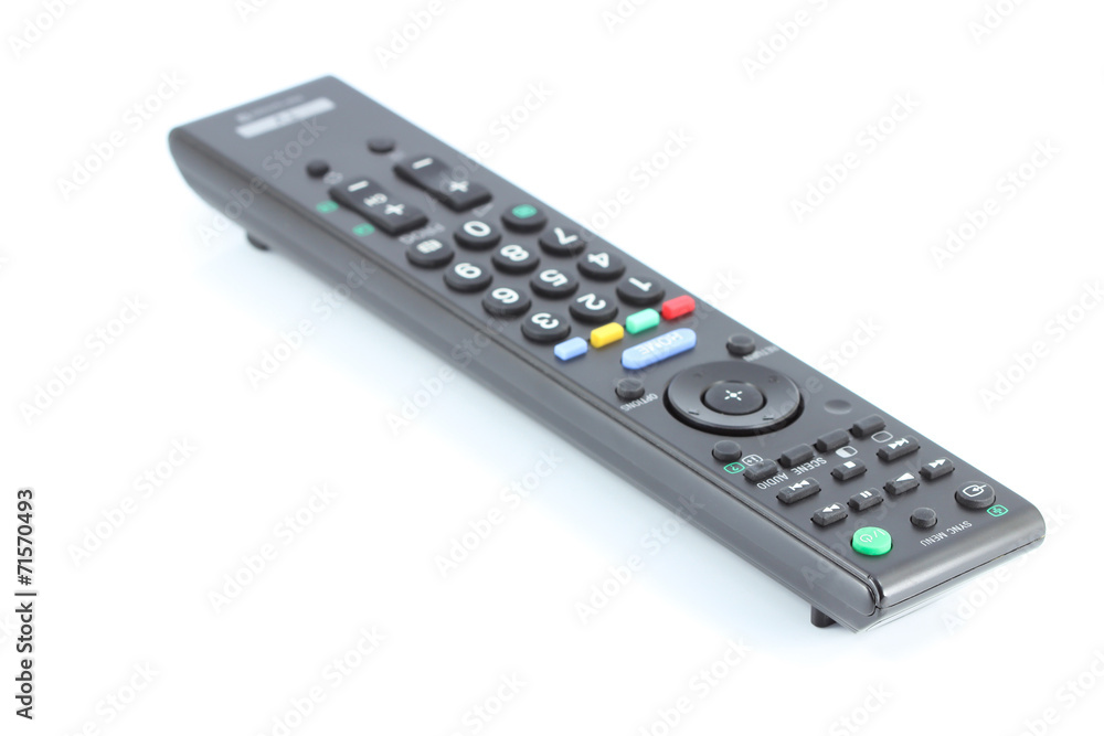 tv remote control keypad black on white isolated tv remote control keypad black on white isolated