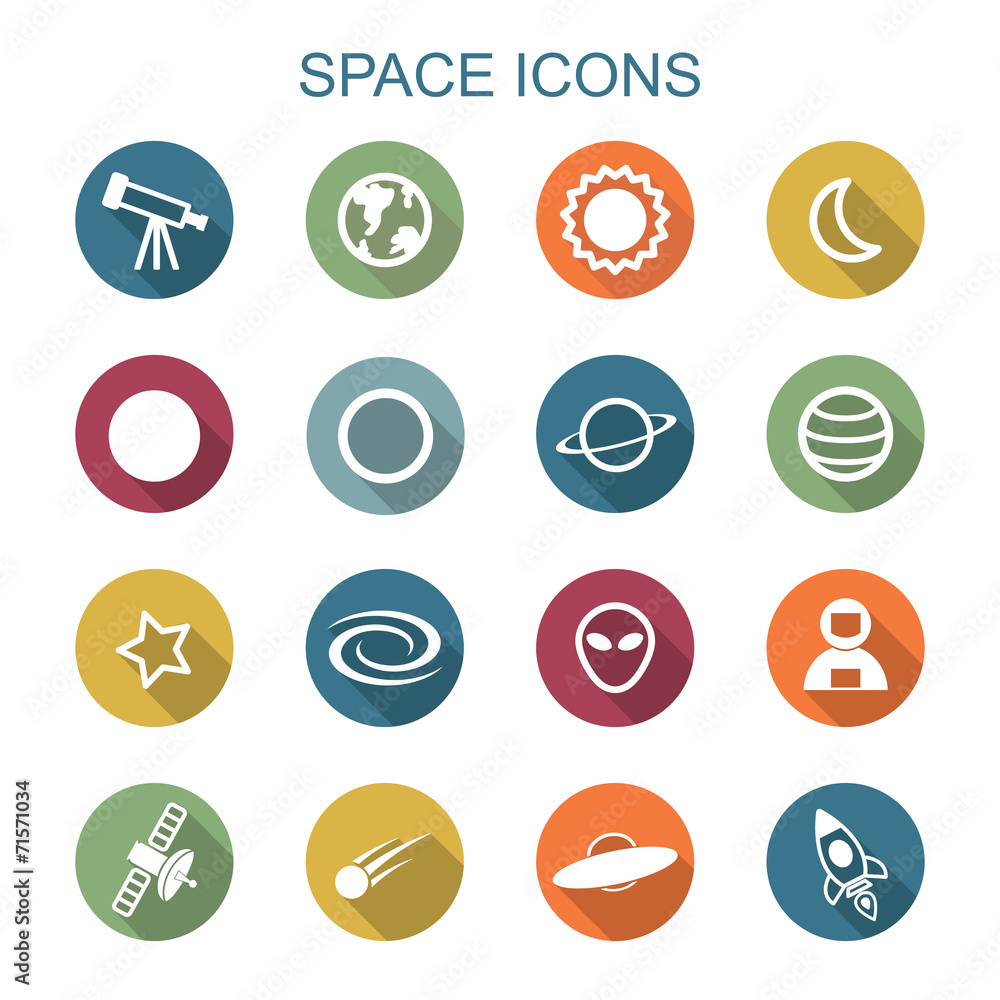 space long shadow icons space long shadow icons